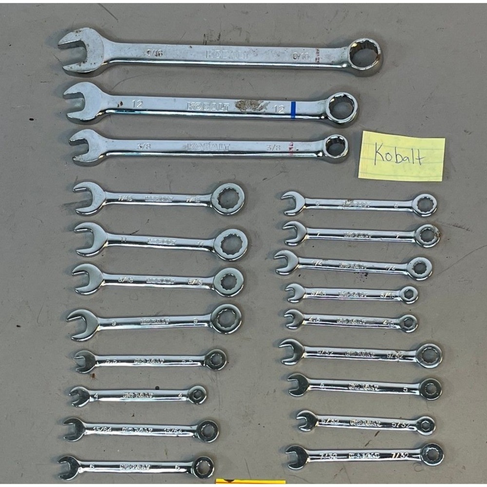 Kobalt Combination Wrench Set‎ 20 Mixed Sizes Silver Chrome Vanadium Steel Tools